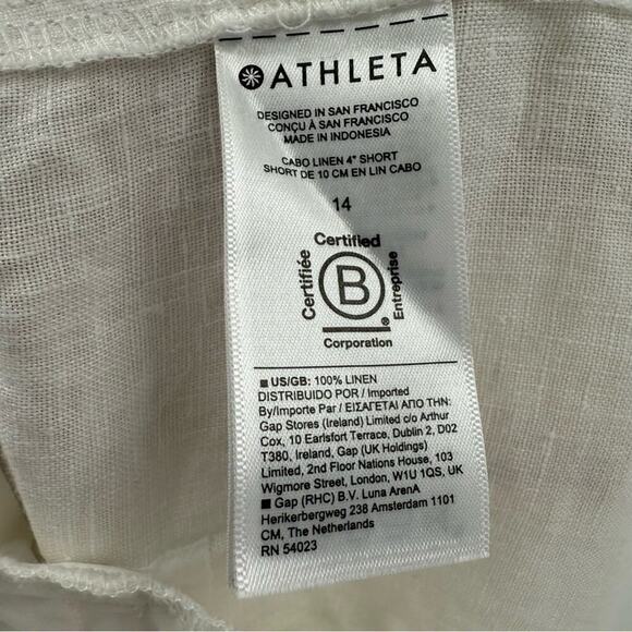 NEW Athleta Cabo Linen Pull On Drawstring Shorts Sz 14 White - Picture 9 of 10